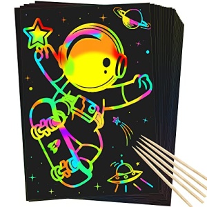 ZMLM Scratch Rainbow Art Paper Set - 50Pcs Magic Scratch Off Art Craft Supplies Kits for Kids Girls Boys Black Scratch Notes Sheet Doodle Pad for Fun DIY Toy Party Favors Game Christmas Birthday Gift