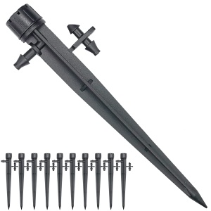 Topiverse 50 Pcs Drip Irrigation Emitters, Adjustable Flow 0-18 GPH Irrigation Drippers with Stake, 360 Degree Flow Sprinkler Head, Micro Sprinkler for Garden Patio Lawn Flower Bed