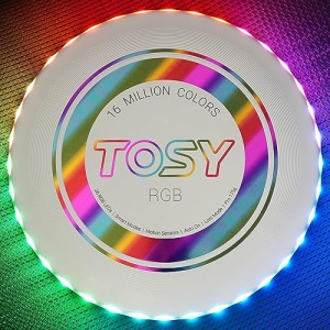 TOSY 36 & 360 LED Flying Disc - Extremely Bright, Smart Auto Light Up, 175g Frisbee, Rechargeable, Patent-Pending, Gift for Adult/Men/Boys/Teens/Kids, Birthday, Lawn, Outdoor, Beach & Camping Games